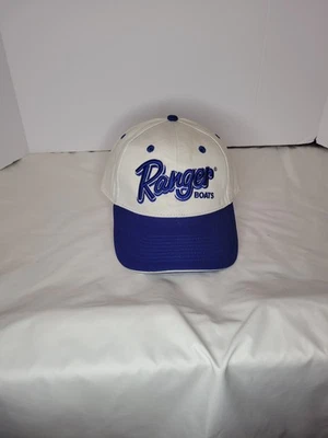 Sombrero de barco guardabosques vintage, blanco, azul recortado en negro, banda ajustable Foto 1 de 3