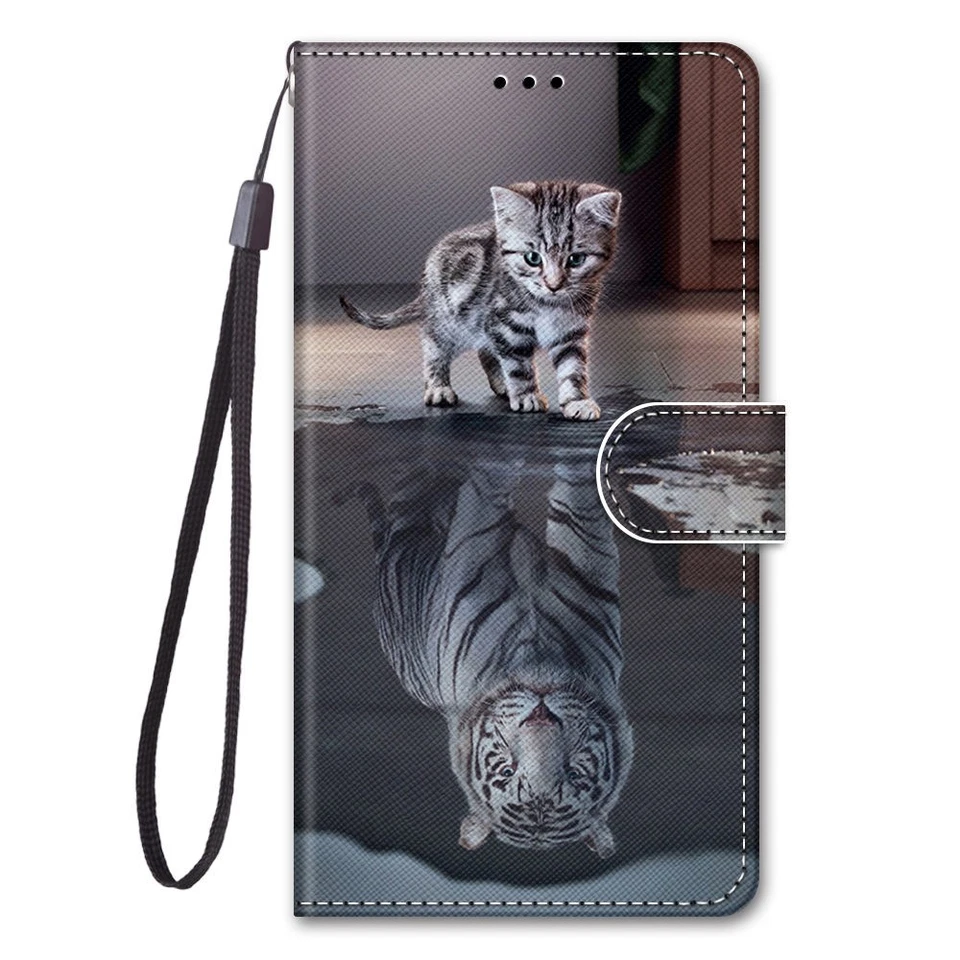 Funda de teléfono tipo billetera Cat Tiger para Google Pixel Honor Magic Huawei Nokia Sony 1S 3L Foto 1 de 4