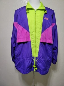 Women Saucony Retro Color Block Zip Front Windbreaker Tracksuit XL 90s - Picture 1 of 12