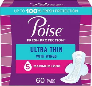 Poise Ultra Thin Incontinence Pads with Wings & Postpartum Incontinence Pads, 5 - Picture 1 of 7