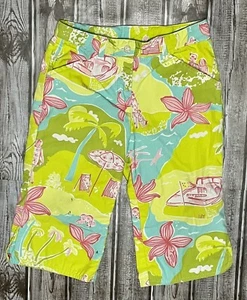 Lilly Pulitzer Private Island White Label Cropped Capri Pants, Girls Sz 4 - Picture 1 of 4