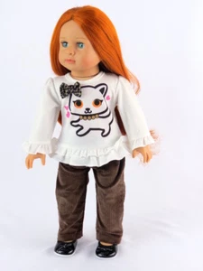 Leopard Kätzchen 2-teiliges Hosen-Set passt 18 Zoll American Girl Puppen - Bild 1 von 3