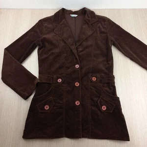 Lovely Girl Corduroy Jacket Women's Size S Fitted Trench Style Buttons Brown - Picture 1 of 7