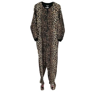 Nick & Nora Animal Print Pajamas Womens S Fleece Zip Leopard Cheetah Cat Footed - Picture 1 of 8
