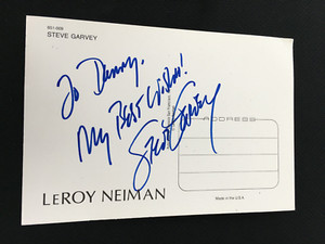 STEVE GARVEY AUTOGRAPH "LEROY NEIMAN POSTCARD" DODGERS BASEBALL CARD