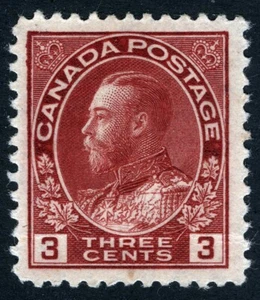 Canada Sc 109 Carmine 3¢ 1911 p.12 Hinged Original Gum - Picture 1 of 1