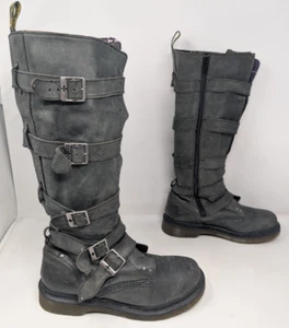 Dr Doc Martens Boots Phina Walking Dead Buckle Combat Mirage Green Women's sz 8 - Picture 1 of 15