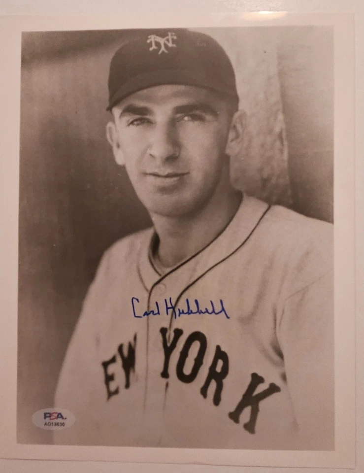 CARL HUBBELL Autograph 8x10 Photo PSA Cert HOF NY GIANTS - Image 1 of 1