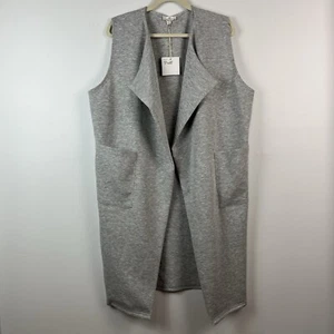 P. cill Duster Cardigan Womens S Gray Stretch Jersey Knit Open Front Pockets - Picture 1 of 14