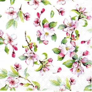 Serviettes en papier cerisier/pommier en fleurs. Napkins cherry/apple tree - Picture 1 of 2