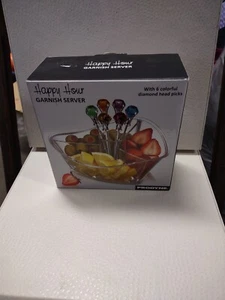 Prodyne Happy Hour Clear with Colorful Diamond Head Martini Picks Garnish Server - Picture 1 of 6