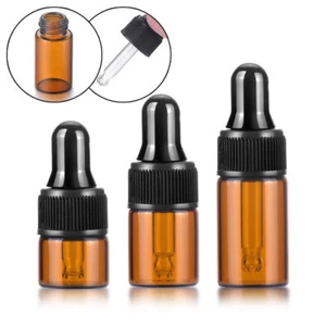 Lot 1ml 2ml 3ml Amber Glass Empty Essential Oil Dropper Bottles Vials Containers - Picture 1 of 8