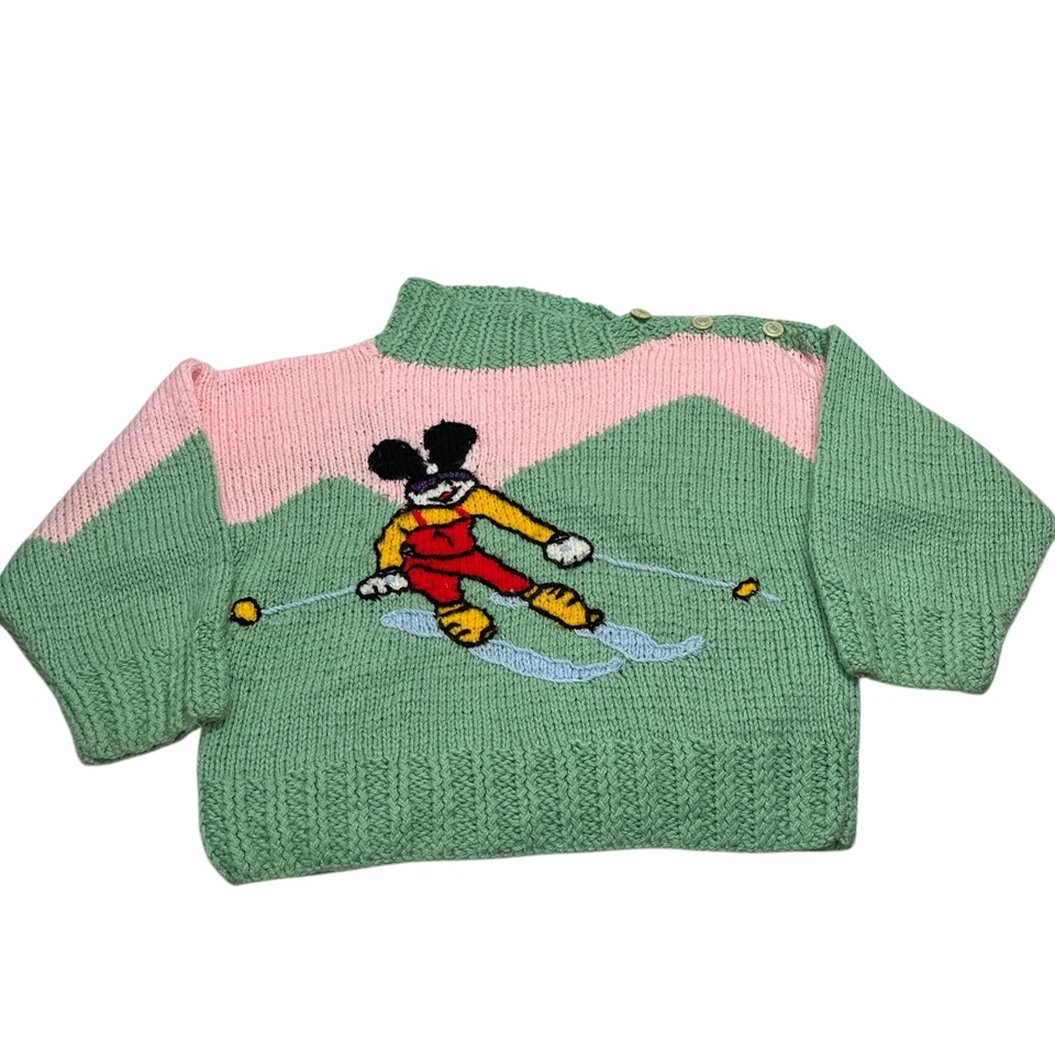 Vtg Michel Bachoz Colette Nivelle Paris Sweater Handmade Disney Mickey Mouse - Image 1 of 4