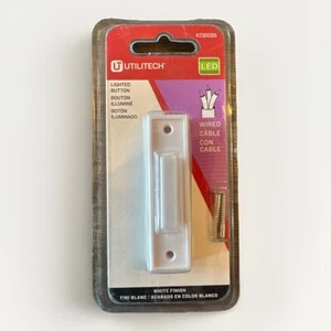 Utilitech LED Lighted Wired Door Bell Button In White #2369366 Rectangular {G} - Picture 1 of 9