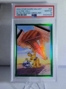 2022 Topps Chrome Star Wars Galaxy #V-2 A Close Call! Green /99 PSA 10 R2D2 C3P0 - Picture 1 of 2