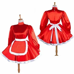 Vestido de criada Sissy rojo satinado sissy - Imagen 1 de 11