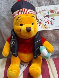 Disney Store Winnie the Pooh Christmas Holiday Cheer 2019 Bean Bag Plush NWT - Picture 1 of 1