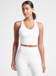 ATHLETA Ultimate Crop D-DD Tank Top XS  White | Bra Support Workout Shirt NWT
