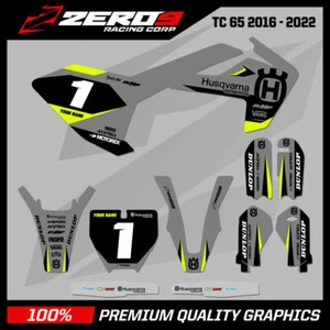 Kit de gráficos MX personalizados: gráficos de motocross HUSQVARNA TC50 TC65 LEGION GRIS/NEGRO - Imagen 1 de 7
