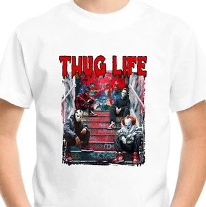 T-SHIRT Thug Horror Halloween Cadeau Hommes Adultes Enfants Pennywise Jason Chucky Top V3 - Photo 1 sur 3