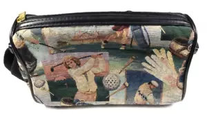Vintage Golf Scene Tapestry Holdings Fine Accessories Zipper Pouch Bag Womens - Picture 1 of 9