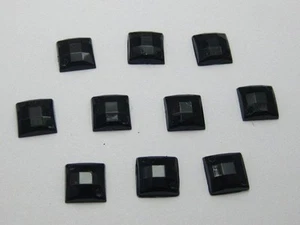 200 Jet Negro Tapa Plana Acrílico Cuadrado Estrás Botón 8X8mm Coser Cuentas - Imagen 1 de 5