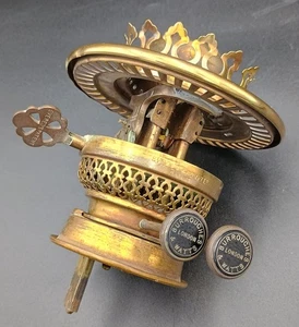 Victorian brass Burroughs & Watts Evered raiser burner with safety collar - Picture 1 of 7