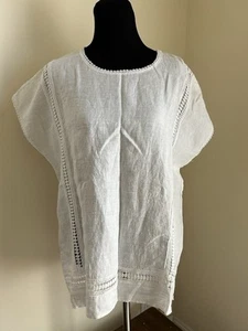 Alessia Pacini Italia 100% Lino Blanco Sin Mangas Tanque Crochet 2X, 1X Nuevo con Etiquetas - Imagen 1 de 4
