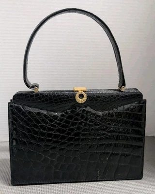 Vintage Crocodile Skin Handbag Made in  France - Image 1 of 4