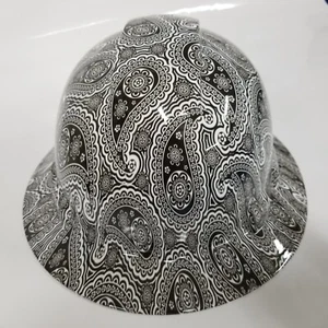 full brim hard hat custom hydro dipped IN BLACK AND WHITE BANDANNA COOL NEW - Picture 1 of 4