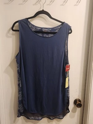 Camiseta sin mangas Tangerine XL azul denim oscuro en capas malla trasera nueva con etiquetas Foto 1 de 4