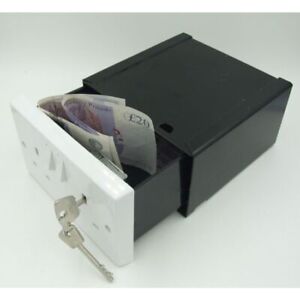 Imitation Double Plug Wall Safe socket stash can Security Secret Hidden Box +key