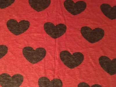 1-yard - 14"  KNIT STRETCH HEARTS PRINT Red & Black Colors - Image 1 of 2