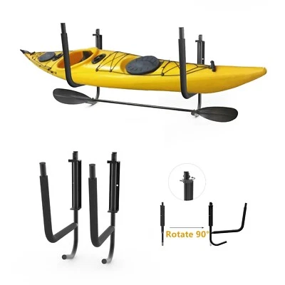 CPS 2 Pcs Folding Kayak Rack Wall Mount Ladder Surfboard Canoe Storage Hanger Hooks