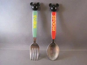 "Juego de Tenedor y Cuchara de Disney Mickey Mouse Palabras de Cabeza de Mickey Mouse ""CUCHARA"" ""TENEDOR"" - Imagen 1 de 3