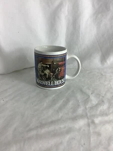 Maxwell House Coffee Cup Mug 12 oz Fire House Snow Shoveling 31846 Circa 1949 - Picture 1 of 3