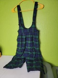 Vintage Overalls Shorts Girls Size 14 Plaid 1990s Made In USA Storybook - Picture 1 of 6
