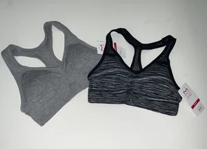 Maidenform Girls 2 Pack Sports Bras Size Small 6 Black Grey New Racerback Padded - Picture 1 of 8