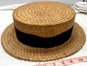vintage 1920s straw boaters hat mens great gatsby era antique yacht size 7