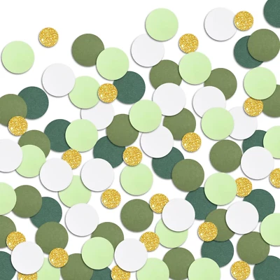 Papel glitter confete verde pontos círculo dourado para decoração de festa casamento 100 peças - Imagem 1 de 4