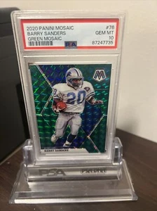 2020 Panini Mosaic Mosaic Green Prizm Barry Sanders #76 PSA 10 GEM MT HOF - Bild 1 von 2