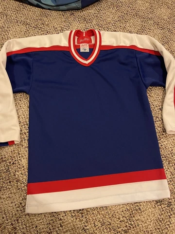 Vintage 1980s New York Rangers Jersey Size S Rawlings Blank Jersey Blue New Cover