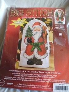 Jan Lynn Big Stitch punto croce contato Babbo Natale cuscino filato ago campane nuovo con scatola - Foto 1 di 5