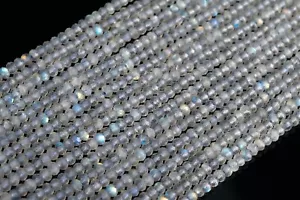 3x2MM Genuine Natural Gray Labradorite Bead AAA Faceted Rondelle Loose Beads 15" - Picture 1 of 4