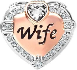 Rose Gold Wife Heart Love Charm Bracelet Charms Bracelets New Year Gift - Picture 1 of 2