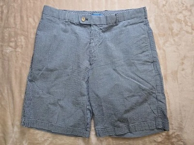 Pantalones Cortos de Golf Peter Millar Para Hombres Talla 34 Seersucker Algodón Azul Blanco Country Club Foto 1 de 4