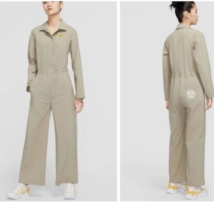 Nike NSW Sportswear Cu5960-342 Coveralls Jumpsuit Khaki Stone Bunny Small
