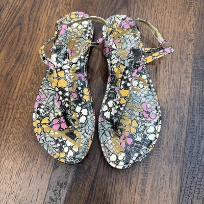 Sandalias Sam Edelman Gigi para mujer talla 8 rosa negro floral tanga trasera Foto 1 de 4