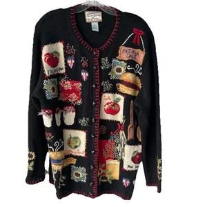 Vintage Heirloom Collectibles Button Front Fall Embroidered Knit Sweater Sz 1X - Picture 1 of 12