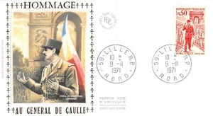 Envelope FDC Silk France Tribute General De Gaulle 1971 Lille N6 - Picture 1 of 1